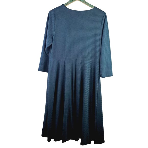 Torrid Teal Ribbed Knit Faux Wrap Dress Sz 1 (14/16) - Picture 2 of 10